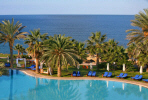 A few steps away from the swimming pool is the sandy beach and clear blue mediterranean sea